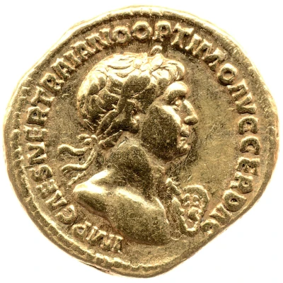Aureus - Trajan P M TR P COS VI P P S P Q R SALVS AVG; Salus front