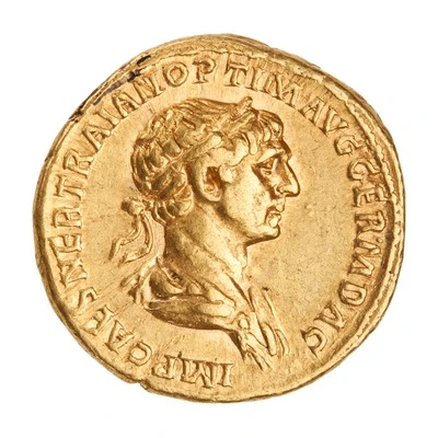 Aureus - Trajan PARTHICO P M TR P COS VI P P S P Q R; Sol front