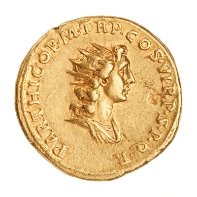 Aureus - Trajan PARTHICO P M TR P COS VI P P S P Q R; Sol back