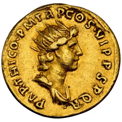 Aureus - Trajan PARTHICO P M TR P COS VI P P S P Q R; Sol back