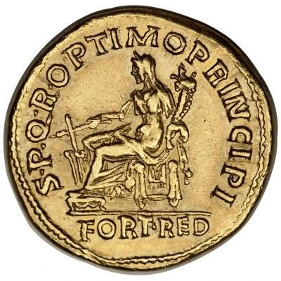 Aureus - Trajan S P Q R OPTIMO PRINCIPI FORT RED; Fortuna back