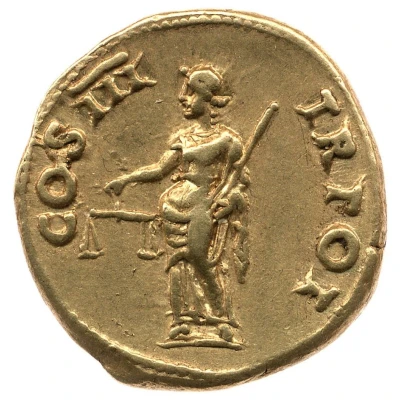 Aureus - Vespasian COS III TR POT; Aequitas back