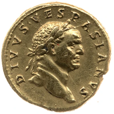 Aureus - Vespasian IMP CAES TRAIAN AVG GER DAC P P REST; Mercury and Jupiter front