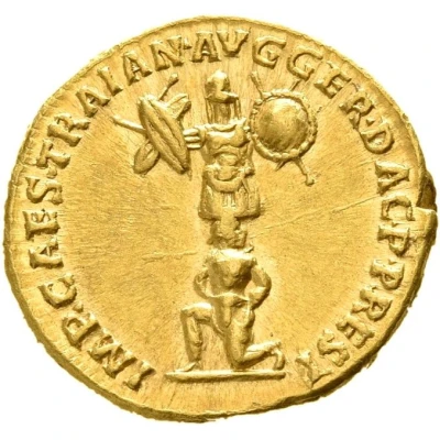 Aureus - Vespasian IMP CAES TRAIAN AVG GER DAC P P REST back