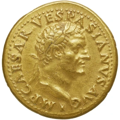 Aureus - Vespasian IMP V P P COS II DESIG III; Roma and Victory front