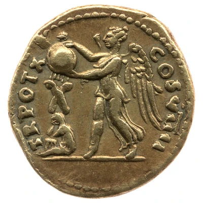 Aureus - Vespasian TR POT X COS VIIII; Victory back