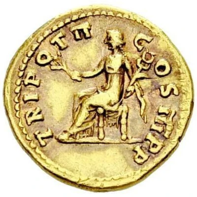 Aureus - Vespasian TRI POT II COS III P P; Pax back