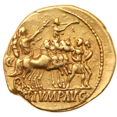 Aureus - Vespasian TRIVMP AVG; Victory back