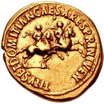 Aureus - Vespasian, Titus, and Domitian TITVS ET DOMITIAN CAESARES PRIN IVEN back