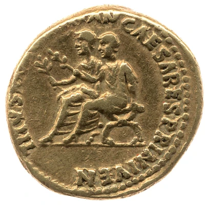 Aureus - Vespasian, Titus, and Domitian TITVS ET DOMITIAN CAESARES PRIN IVEN back