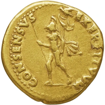 Aureus - Vitellius CONSENSVS EXERCITVVM; Mars back