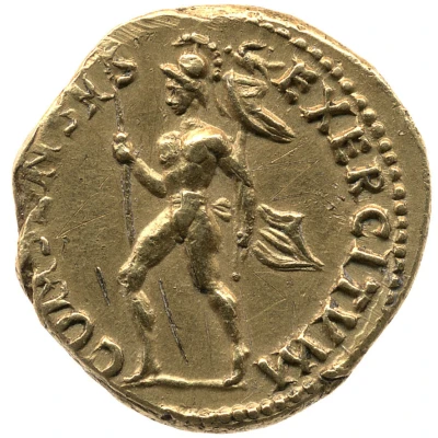 Aureus - Vitellius CONSENSVS EXERCITVVM; Mars back