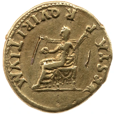Aureus - Vitellius VESTA P R QVIRITIVM; Vesta back