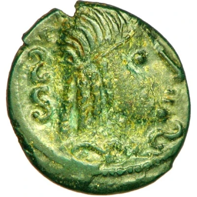 Bronze with horse and head with calamistered hair 60 BC - 40 BC front