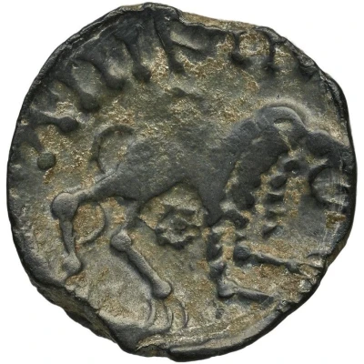 Bronze with lion in the name of Aulus Hirtius 45 BC - 35 BC back