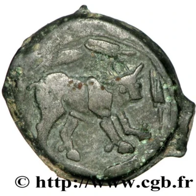 Bronze with ox ARG AMBACT Class I 40 BC - 20 BC back