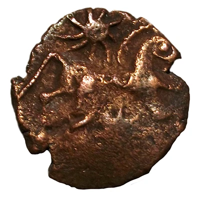 Bronze with running character and stars 60 BC - 25 AD back