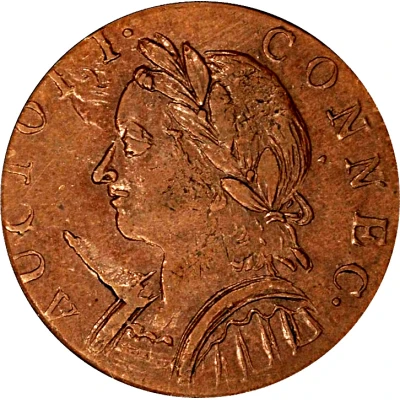 Copper "Mailed Bust Facing Left, Horned Bust" front