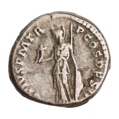 Denarius - Antoninus Pius AVG PIVS P M TR P COS DES II; Minerva and Victory back