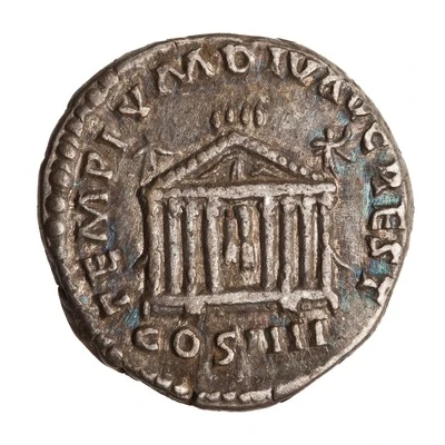Denarius - Antoninus Pius TEMPL DIVI AVG REST COS IIII back