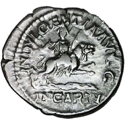 Denarius - Caracalla INDVLGENTIA AVGG IN CARTH; Dea Caelestis back