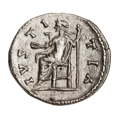 Denarius - Caracalla IVSTITIA; Justitia back