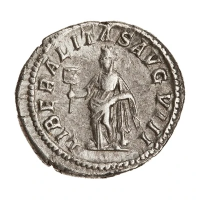 Denarius - Caracalla LIBERALITAS AVG VIII; Liberalitas back