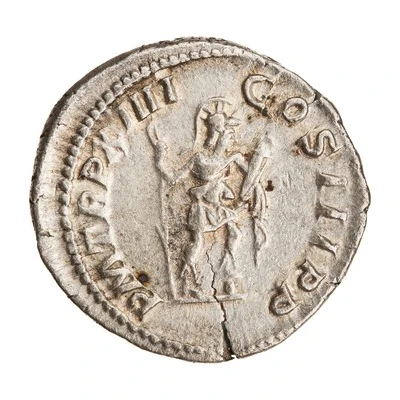 Denarius - Caracalla P M TR P XIIII COS III P P; Virtus back