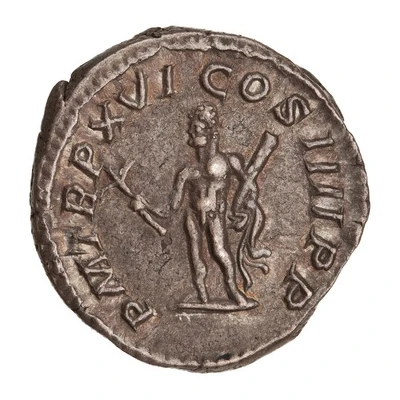 Denarius - Caracalla P M TR P XVI COS IIII P P; Hercules back