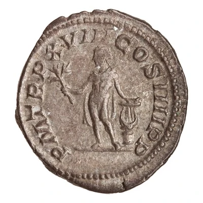Denarius - Caracalla P M TR P XVIII COS IIII P P; Apollo back
