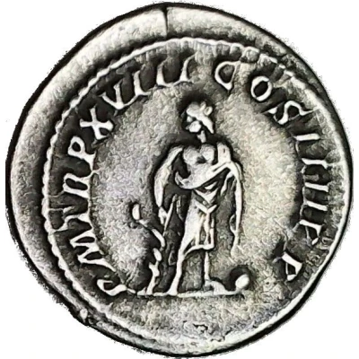 Denarius - Caracalla P M TR P XVIII COS IIII P P; Asclepius back