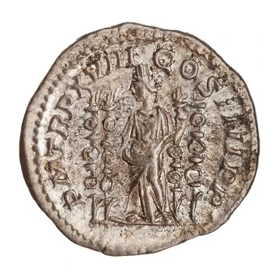Denarius - Caracalla P M TR P XVIII COS IIII P P; Fides Militum back