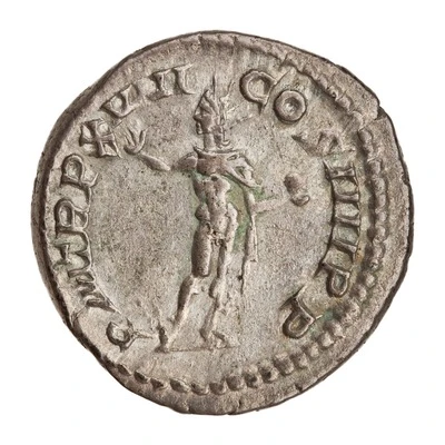 Denarius - Caracalla P M TR P XVIII COS IIII P P; Sol back