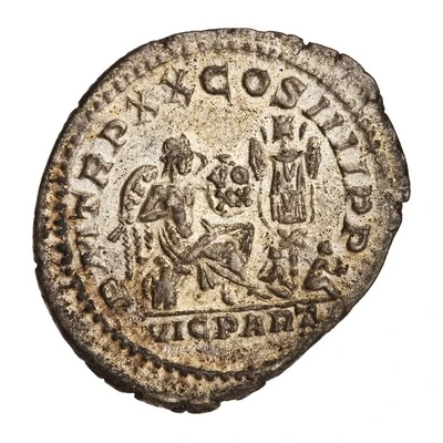 Denarius - Caracalla P M TR P XX COS IIII P P; Victory back