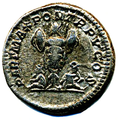 Denarius - Caracalla PART MAX PONT TR P V COS back