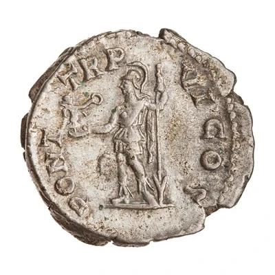 Denarius - Caracalla PONT TR P VI COS; Roma and Victory back