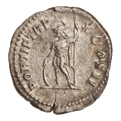 Denarius - Caracalla PONTIF TR P X COS II; Mars back
