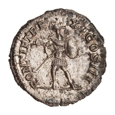 Denarius - Caracalla PONTIF TR P XI COS III; Mars back