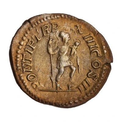 Denarius - Caracalla PONTIF TR P XIII COS III; Virtus back