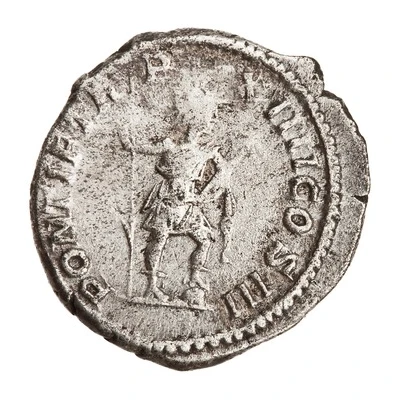 Denarius - Caracalla PONTIF TR P XIIII COS III; Virtus back