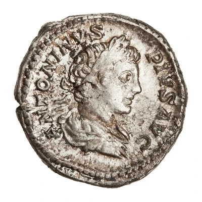 Denarius - Caracalla VICT PART MAX; Victory front