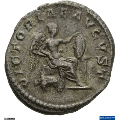 Denarius - Caracalla VICTORIAE AVGVST; Victory back
