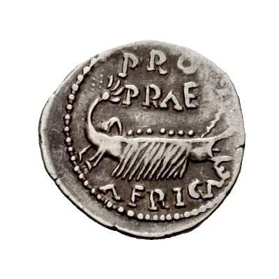 Denarius - Clodius Macer PROPRAE AFRICAE back