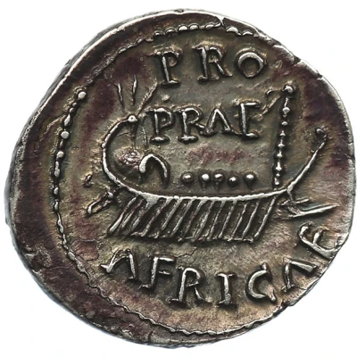 Denarius - Clodius Macer PROPRAE AFRICAE back