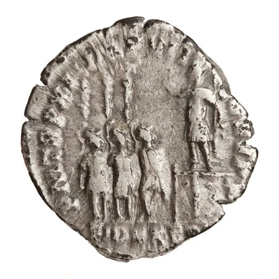Denarius - Commodus FID EXERC P M TR P XI IMP VII COS V P P back