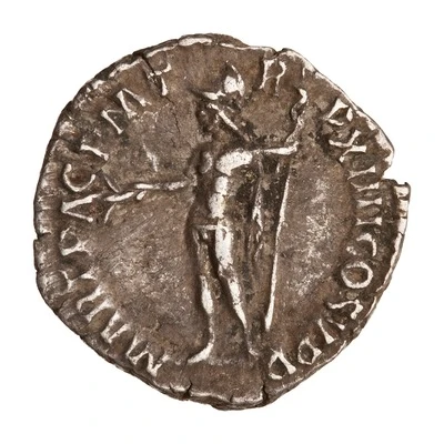 Denarius - Commodus MART PAC P M TR P XIIII COS V P P; Mars back