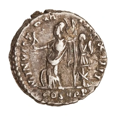 Denarius - Commodus MIN VICT P M TR P XIIII COS V P P; Minerva and Victory back