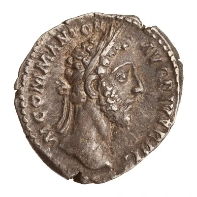 Denarius - Commodus P M TR P VIIII IMP VII COS IIII P P; Roma and Victory front