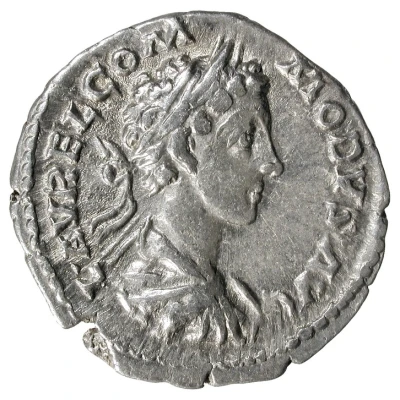 Denarius - Commodus TR P III IMP II COS P P; Roma and Victory front
