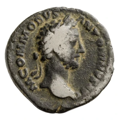 Denarius - Commodus TR P V IMP IIII COS II P P; Minerva and Victory front